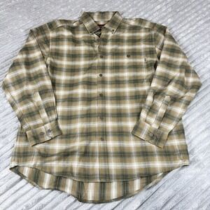 WOLVERINE Flannel Shirt Green Plaid Button‎ Down Size XL Heavy Cotton Excellent